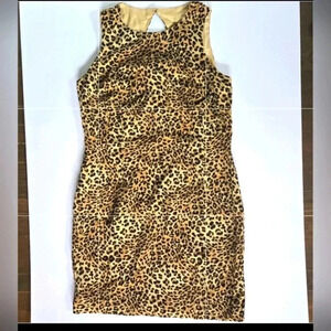 Maggy London Vintage 100% silk sleeveless leopard animal print dress sz …